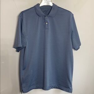 Van Heusen Steel Blue Striped Short Sleeve polo shirt Medina large top